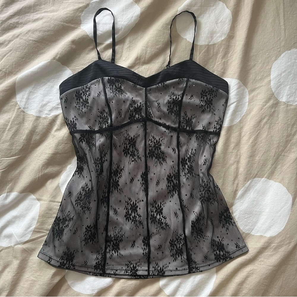Vintage Express Black lace tank top